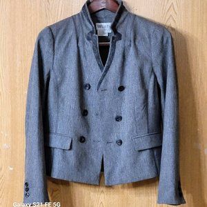 Worth Grey Wool Double Breasted Jacket/Blazer Size 10 99% Wool 1% Spandex